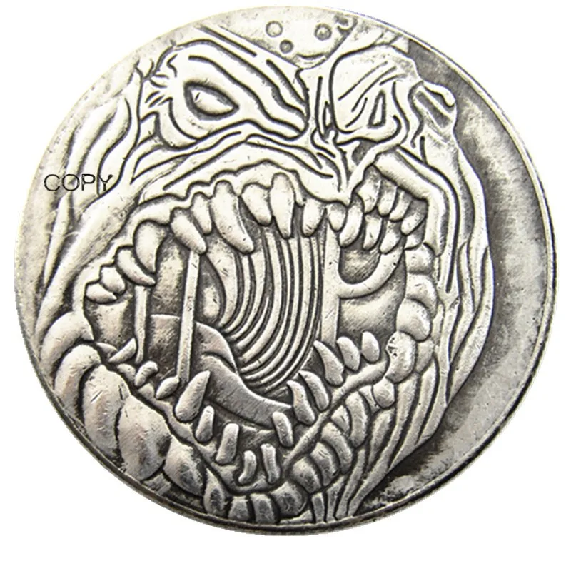 Hb(145)Us Hobo Morgan Dollar Skull Zombie Zkeleton Monete Placcate Argento