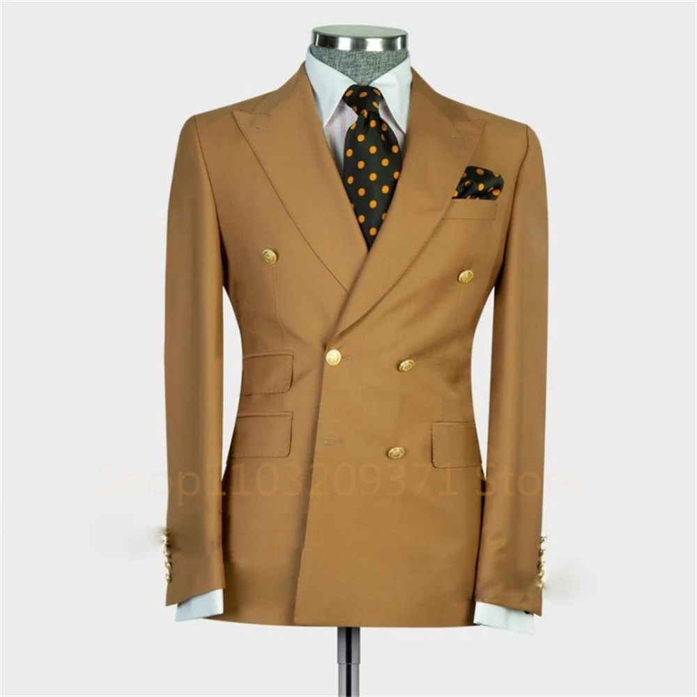 Fashion New Men's Casual Boutique Slim Double Breasted Solid Color Business Wedding Suit Blazers Dress Jacket Coat