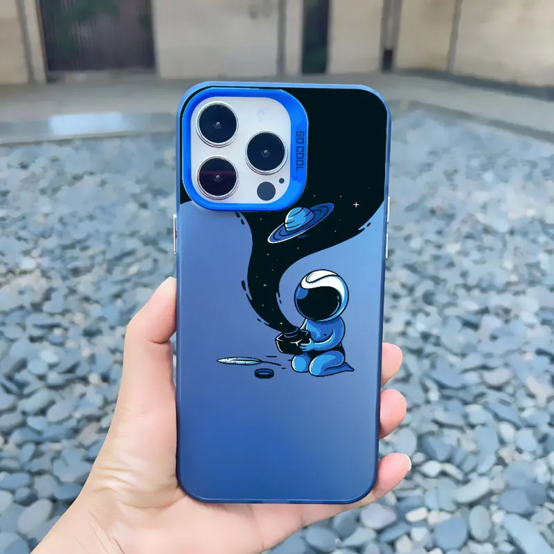 Saturn Niedliche Astronauten-Planeten-Weltraum-Handyhülle für iPhone 14 13 12 Mini Pro Max 17 16 15 11 Pro Max Plus Stoßfeste Laser-Cover – Detail 9