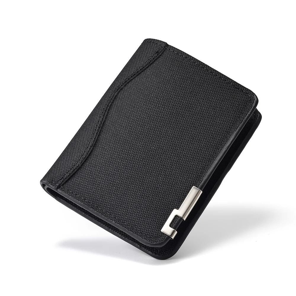 Men's Minimalist Wallet with Metal Accents and Solid Color Design, Capable of Holding Banknotes, Credit Cards and a Card Holder. - 6