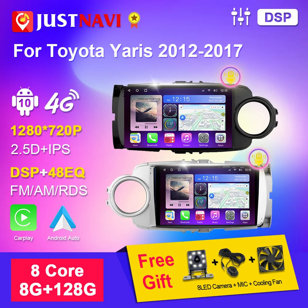 

JUSTNAVI Autoradio For Toyota Yaris 2012-2017 LHD/RHD Car Radio Stereo Multimedia System Video DSP Player GPS Navigation Carplay
