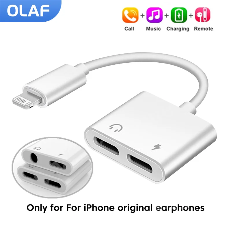 Olaf 듀얼 조명 오디오 OTG 어댑터, 아이폰 13, 14, 12, 11 프로 미니, XR 8, 오디오 분배기, 3.5mm-IOS 헤드폰 어댑터, 2 in 1