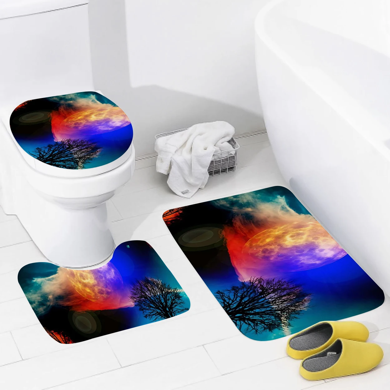 Home bathroom floor mats Bath Foot mat Animal oil paint style modern bathroom accessorie rug Toilet mat Bathtub anti-slip carpet 3
