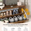 Shoe Storage Cabinet for Entryway with 2 Flip Drawers, Narrow Wood Shoe Cabinet with Fluted Panel, 5