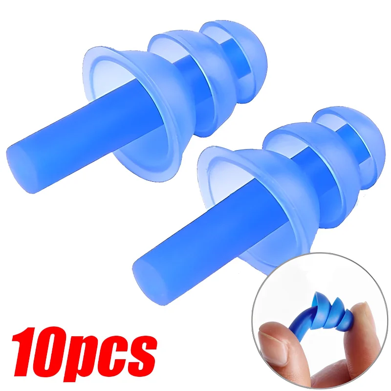 10PCSSoftSiliconeEarplugsWaterproofSwimmingEarPlugsReusable