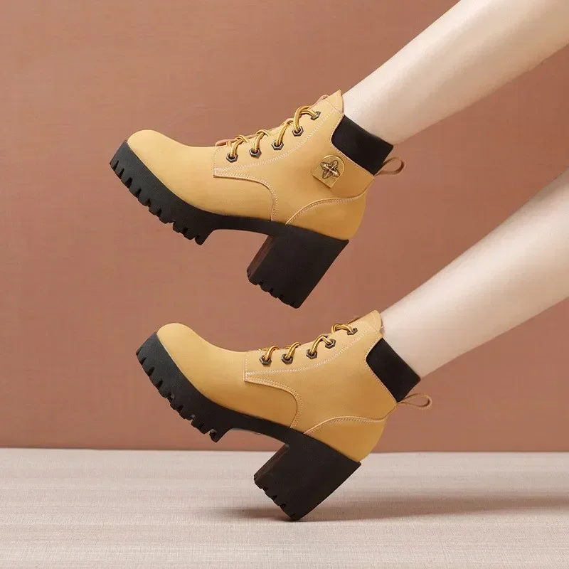 أحذية منصة ذات قاع سميك من الجلد الطبيعي للشتاء 5