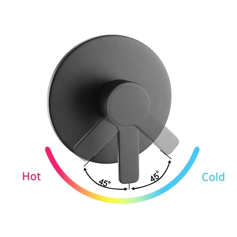 Brass Construction Wall Mount Shower Faucet Matte Black Circular Design Shower Valve Internal Thread Single Function Bath Mixer