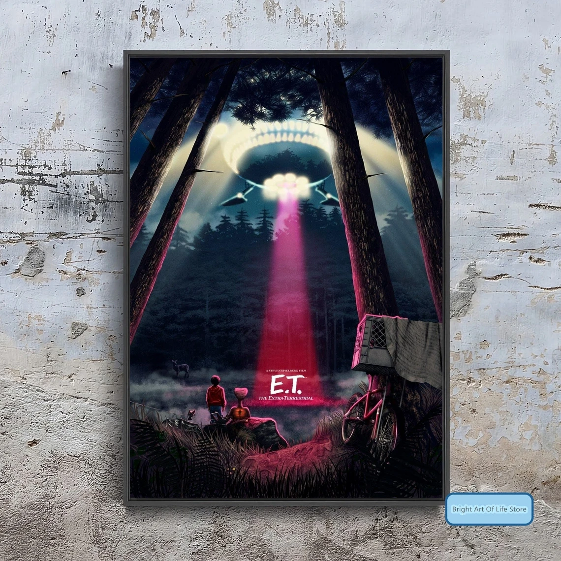

E.T. the Extra-Terrestrial (1982) Movie Poster Cover Photo Canvas Print Wall Art Home Decor (Unframed)