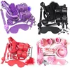 10 Pcs/set Sexy Lingerie PU Leather bdsm Bondage Set  Hand Cuffs Footcuff Whip Rope Blindfold Erotic  Toys For Couples 1