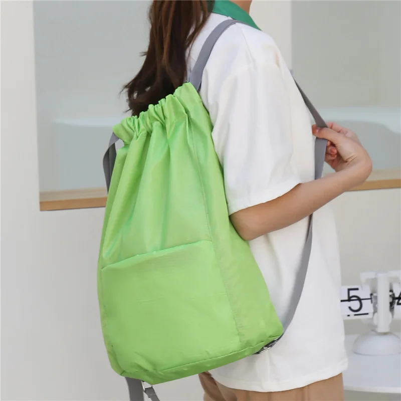 Drawstring Shoulder Bag Female Outdoor Travel Fitness Sports Bag Lightweight Shoulder Bag Bundle Pocket Backpack Gym Bag Men 3