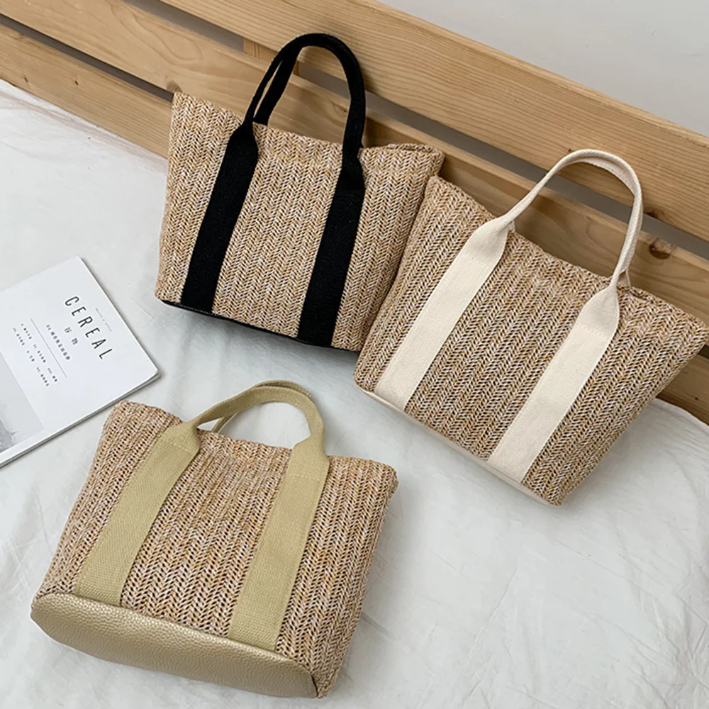 

Beach Wicker Woven Purse Lady Women Handbags Bali Straw Bag Fashion Portable Basket Summer Bag Straw Woven Tote Travel Bag 2024