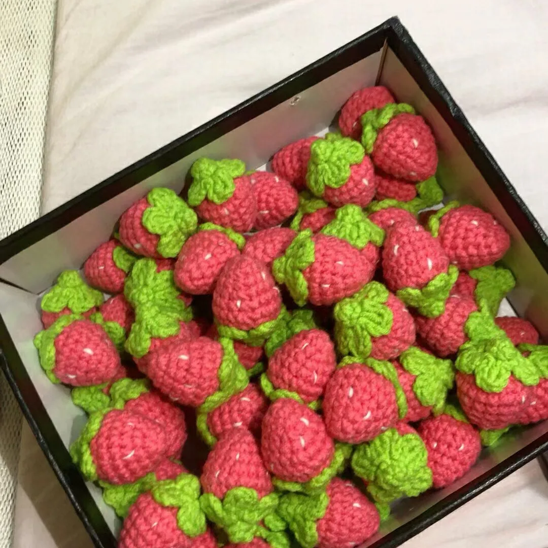 3PCS Knitted Carrots Strawberry Crochet Fruits Cute For Hat Sweater Cloth Decorations Carrot DIY Applique Gift Accessories crochet fruit ornament