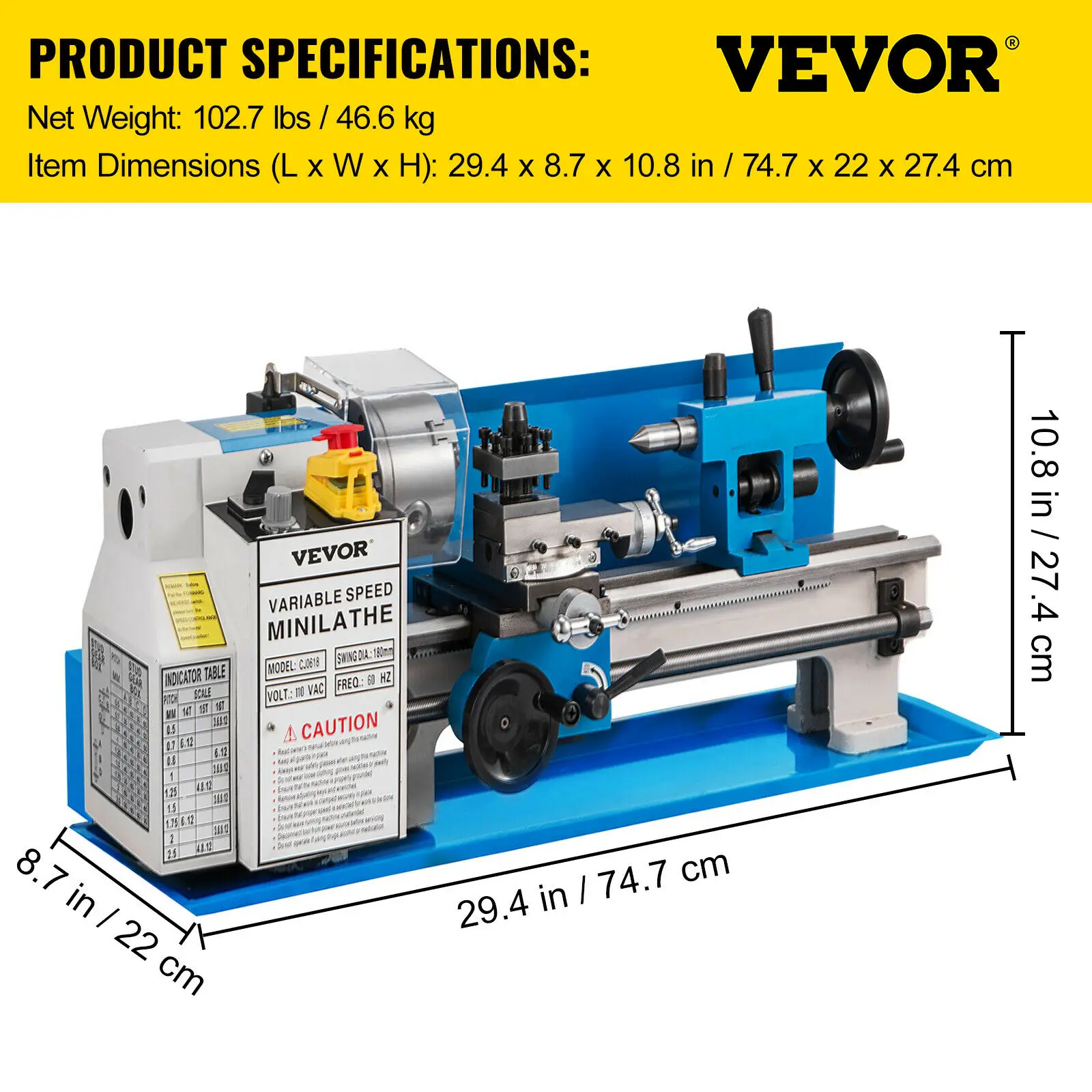 socket organizer tray VEVOR Mini Metal Lathe Machine 7"x14" 180x350mm 7"x12" 180x300mm Variable Speed for Metal Turning Drilling Threading Woodworking end mill set Machine Tools & Accessories