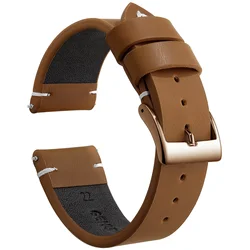 Vintage Leather Watch Band Strap with Stainless Steel Buckle - 22mm (Brown 4)