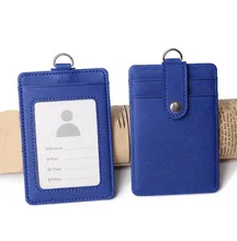  PU Leather Badge Holder with Retractable Lanyard ID Card Holder Name Tag School Office Supplies 