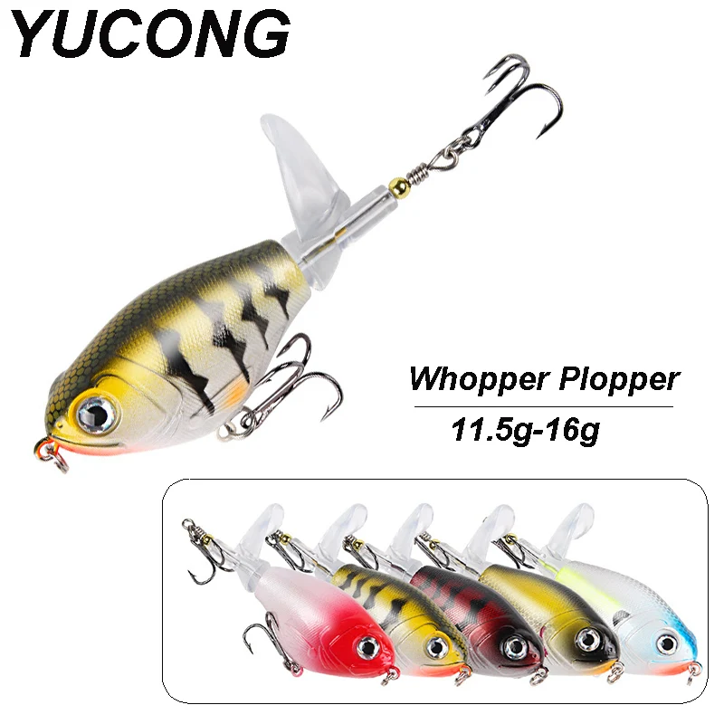

YUCONG 1 шт. топвотер Whopper Plopper, рыболовная приманка 11,5 г-16 г, плавающая кренкбейт, жесткая свимбейт с вращающимся мягким хвостом, рыба