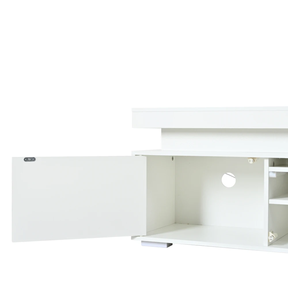 150*35*43cm Freistehender TV-Ständer für das Wohnzimmer, Moderner TV-Schrank mit 3 Türen, Lowboard mit LED-Lichtleiste und Stauraum – Detail 17