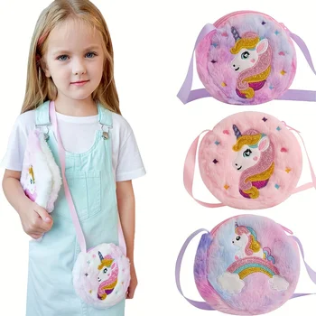 Cartoon Unicorn Plush Crossbody Bags 1