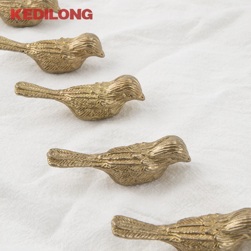 Solid brass European luxury bird drawer knob furniture hardware kitchen cabinets gold pull handle
