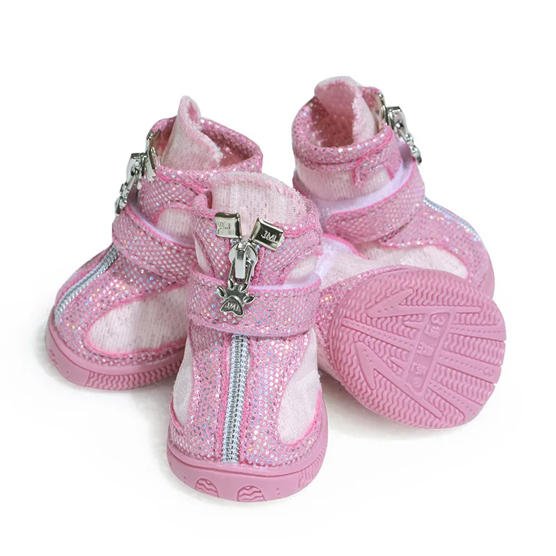 thumbnail image 1 of Zapatos para perros pequeños Bling, botas de malla transpirables para correr, zapatos antideslizantes para primavera y verano para mascotas, 1 of 4