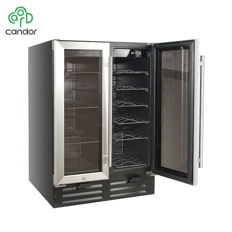 36-Bottle Compressor Dual Zone Wine Beverage Cooler Electric Built-in Installation Outdoor Household Hotel Use