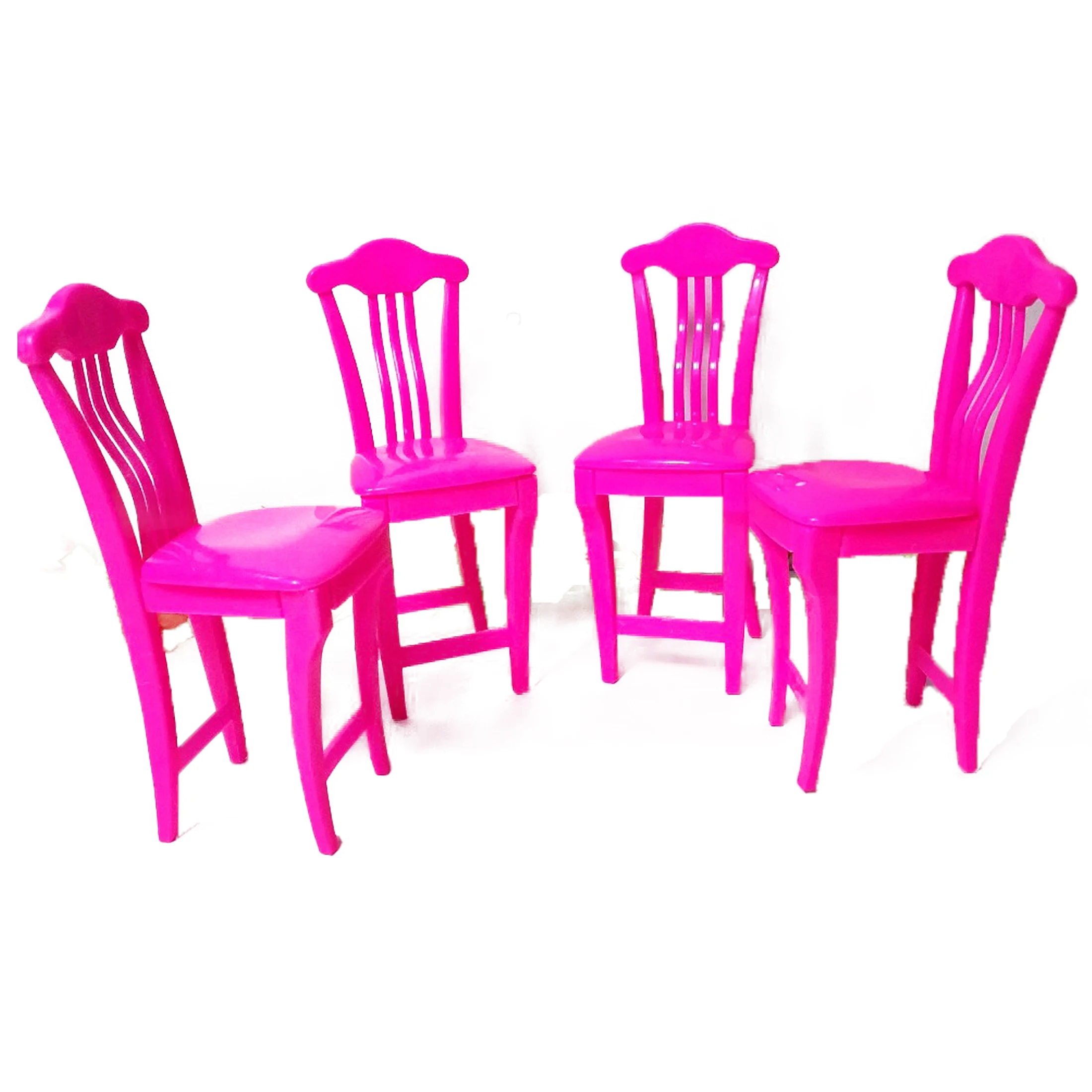 

4pcs/lot Pink Nursery Baby High Chair Table chair 1/6 for Barbie Doll's House Dollhouse Furniture,play house toys