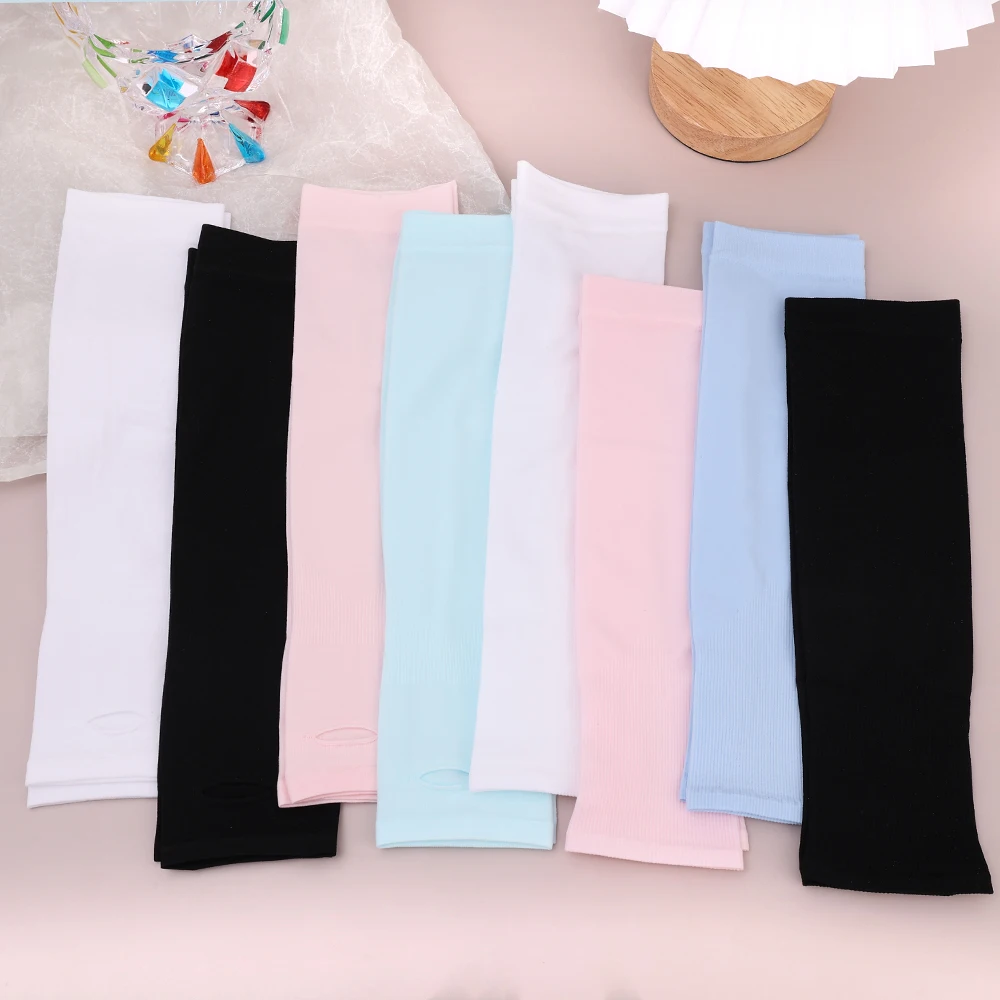 Summer Kids Ice Silk Sun Protective Solid Sleeve Cover Sun UV50 Protection for Girls Boys Arm Warmer Half Finger Cycling Running