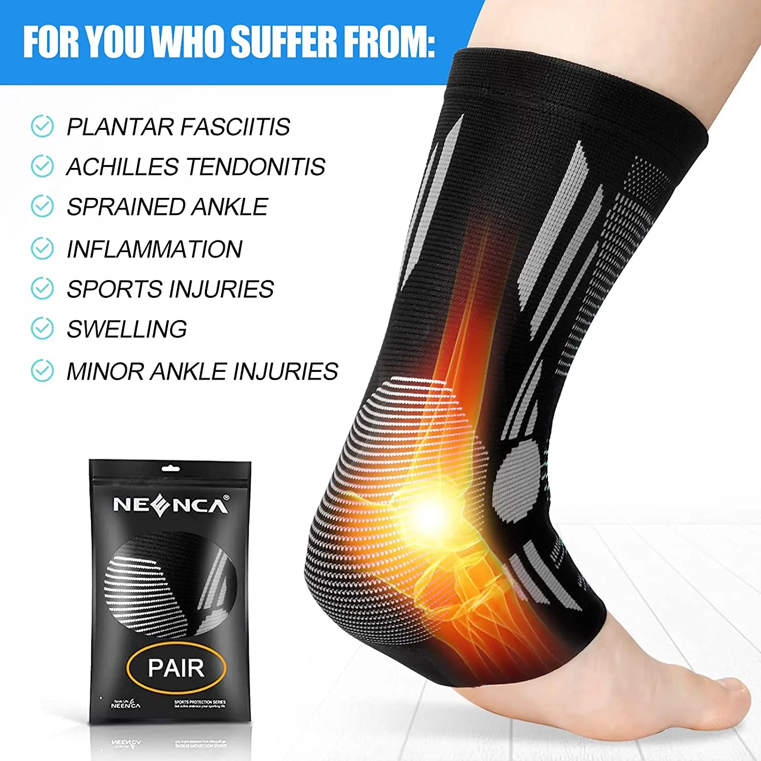 Ankle Support Ankle Straps Fitness Ankle Straps Ankle Support Brace Ankle Wrist Cuffs Ankle Brace Compression Sleeve Support for Achilles Tendonitis Plantar Fasciitis Joint Pain Swelling Heel Spurs Injury Recovery