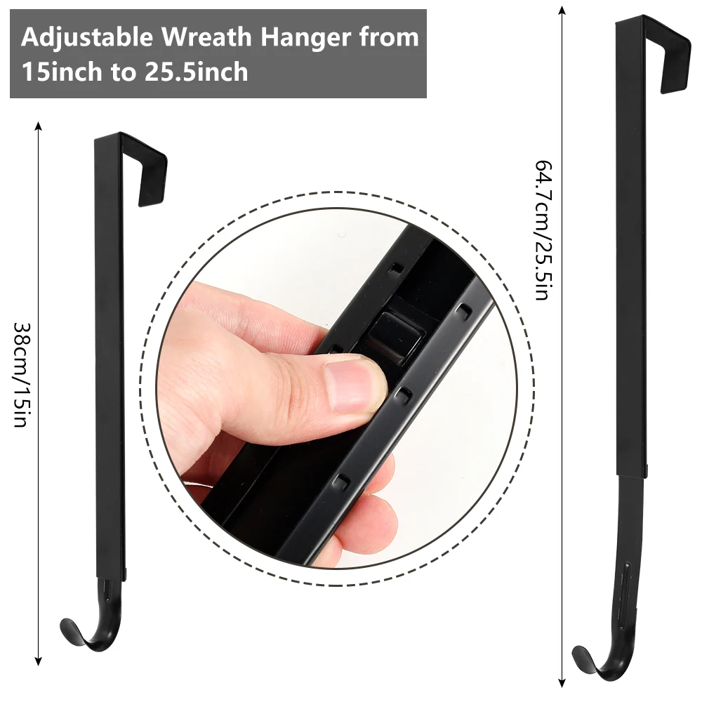 Adjustable Wreath Hanger Over The Door Wreath Holder Metal Front Door Hook Extensible Hanger for Front
