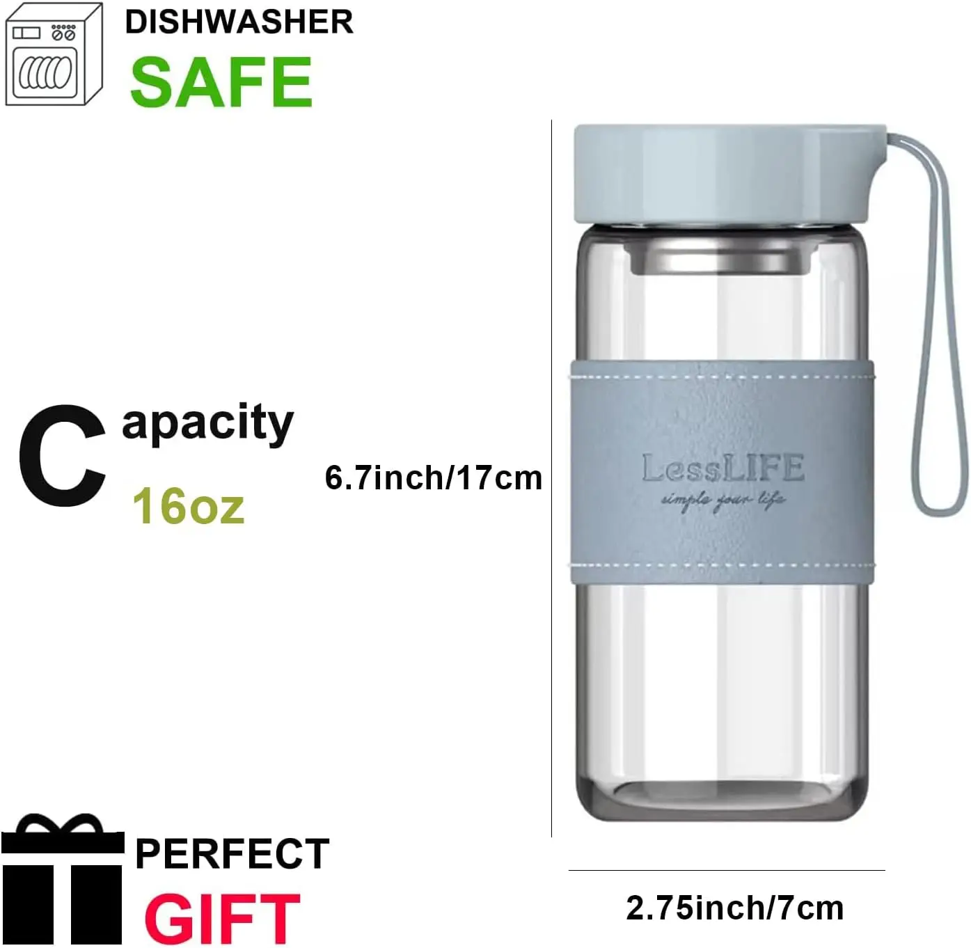 Water Bottle Japanese Style 480ml with Tea Infuser Insulation Sleeve