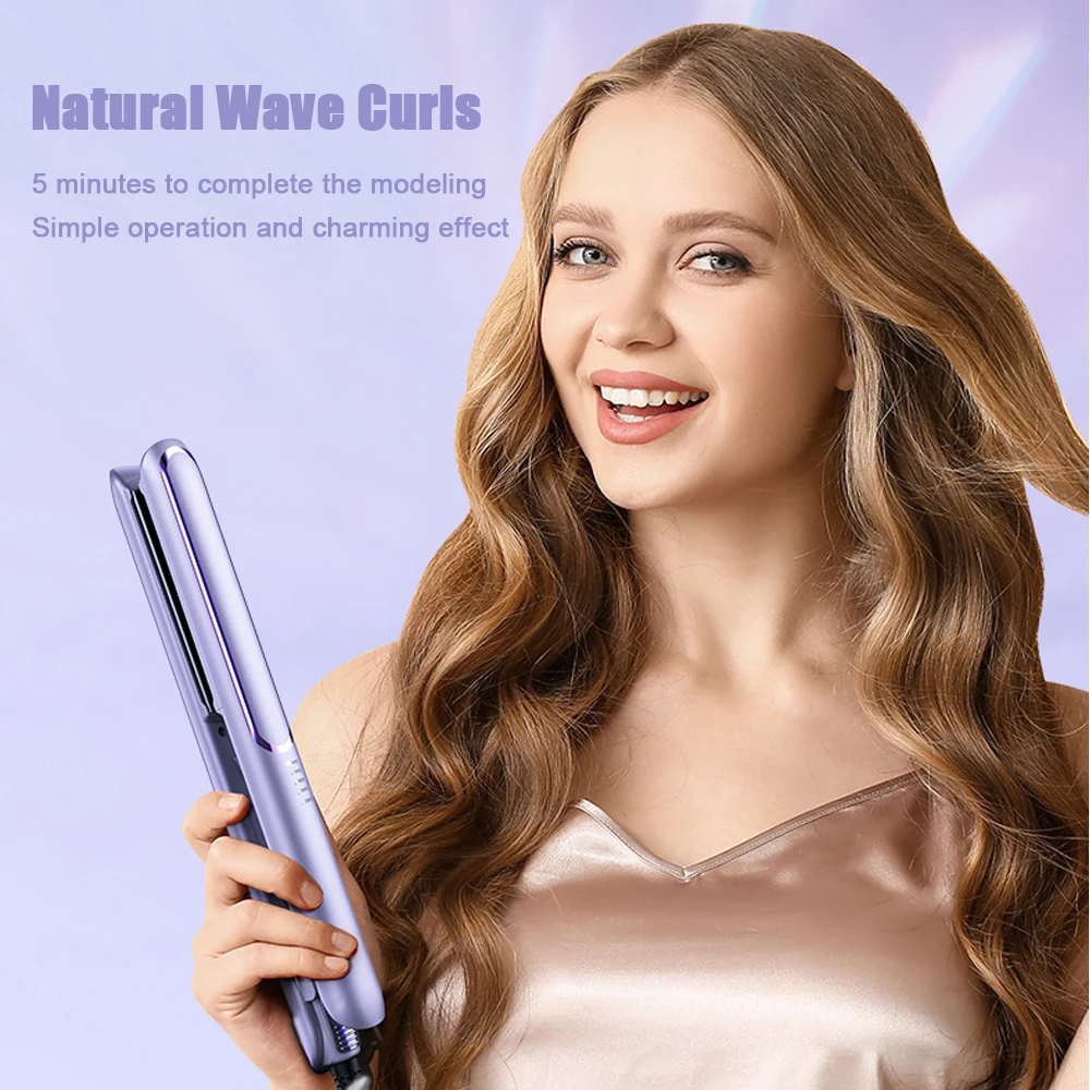 Professional Flat Iron Hair Straightener 2 in 1 Negative Ion Electric Curling Iron Dual Voltage Instant Heating Styling Tools 5