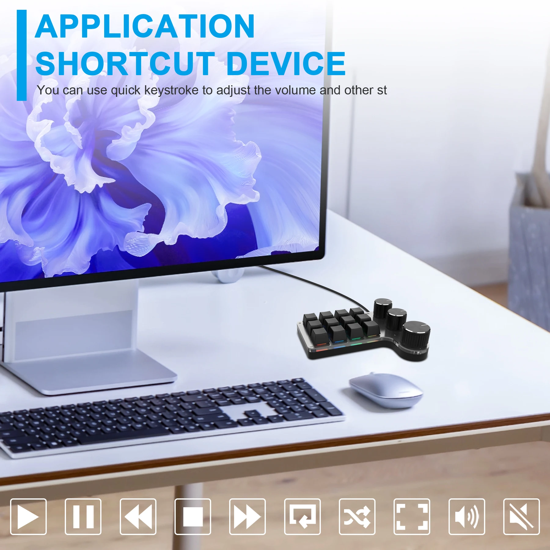 

New 12-key Bluetooth Wired Custom Programmable Keyboard Shortcut Key Copy Sticky One Key Volume Modulation