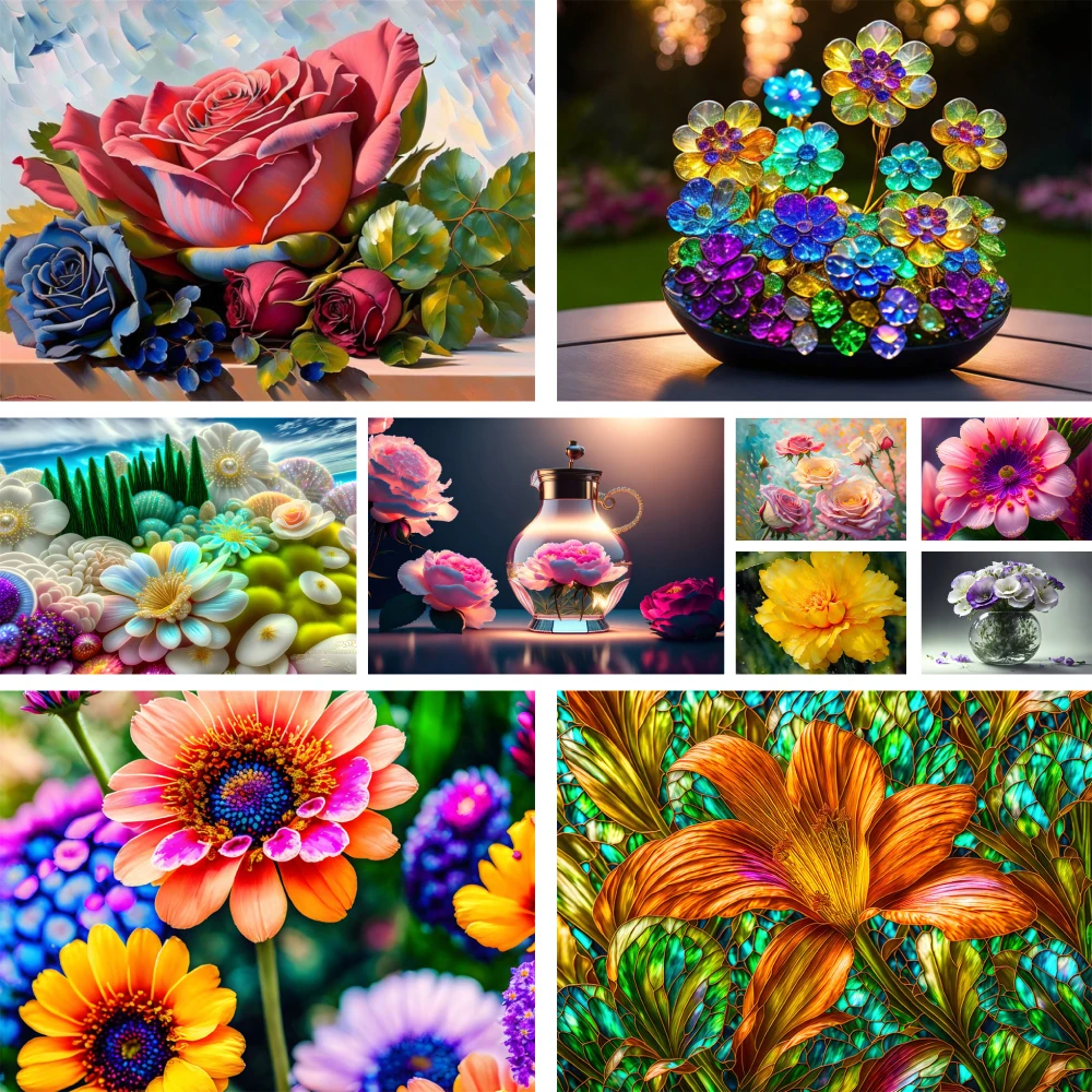 Blumen Chrysantheme Rose Gedruckt Kreuzstich Komplettset Stickerei Handarbeit Stricken Malerei Handarbeiten Nadel Schmuck Zahnseide