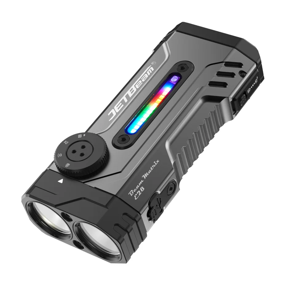 JETBEAM E28 3300LM EDC 전술 손전등 충전식 UV 블랙 라이트 토치(전원 은행 포함) 자전거 라이트 멀티 모드 손전등