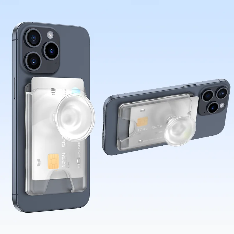 Magsafe Phone Card Wallet Stand for iPhone 15/14/13/12 Series Magnetic Foldable Phone Grip Stand Card Cover Can Hold 2-3 Cards