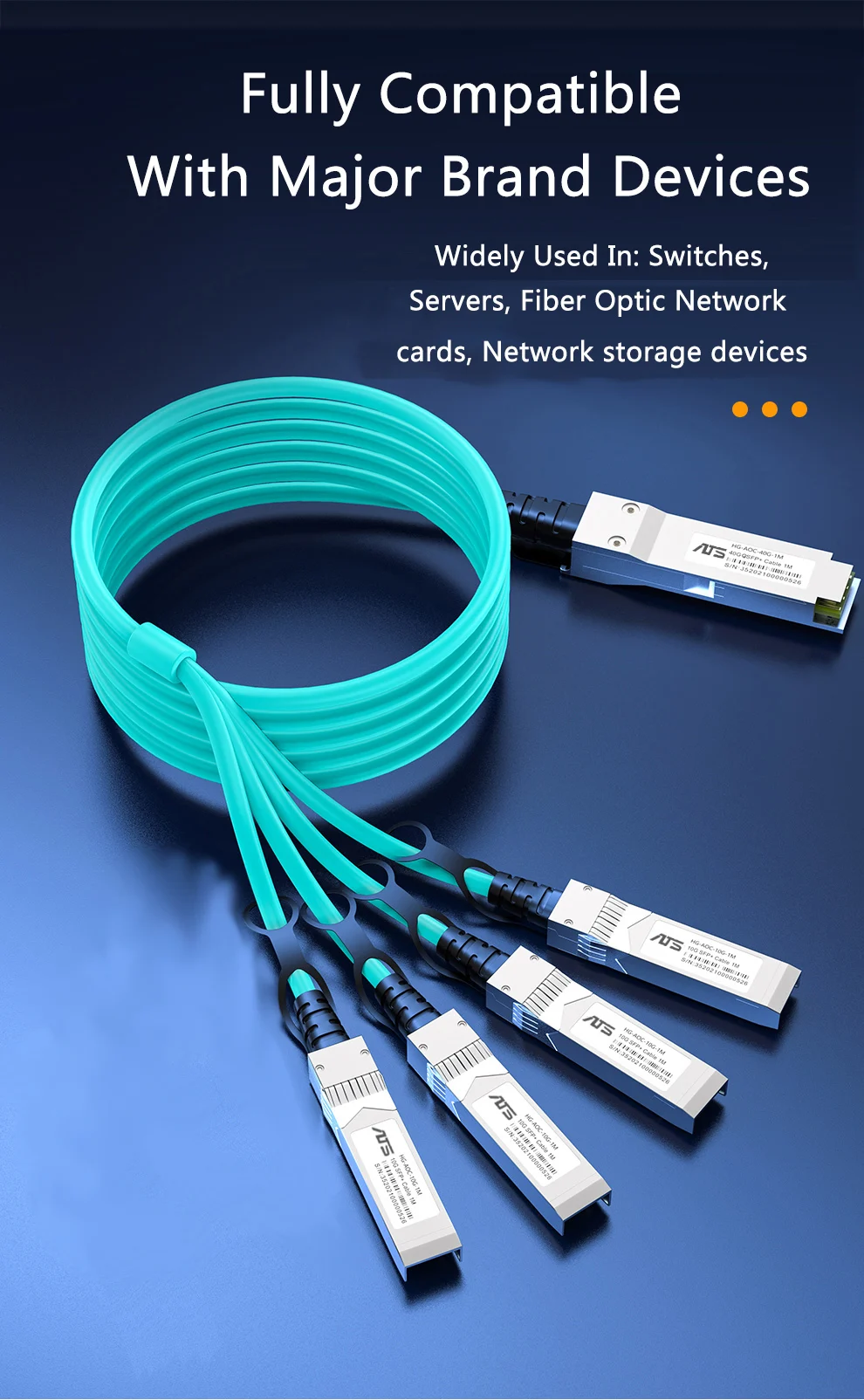 40G QSFP+To 4*10G SFP+ AOC Active Optical Cable OM3 1M 2M 850nm Compatible with