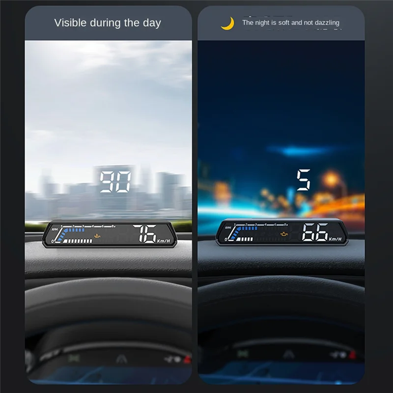 1 Piece S100 Dual Display HUD Head-Up Display Black Plastic Vehicle Instrument Transmission Oil Temperature Monitoring