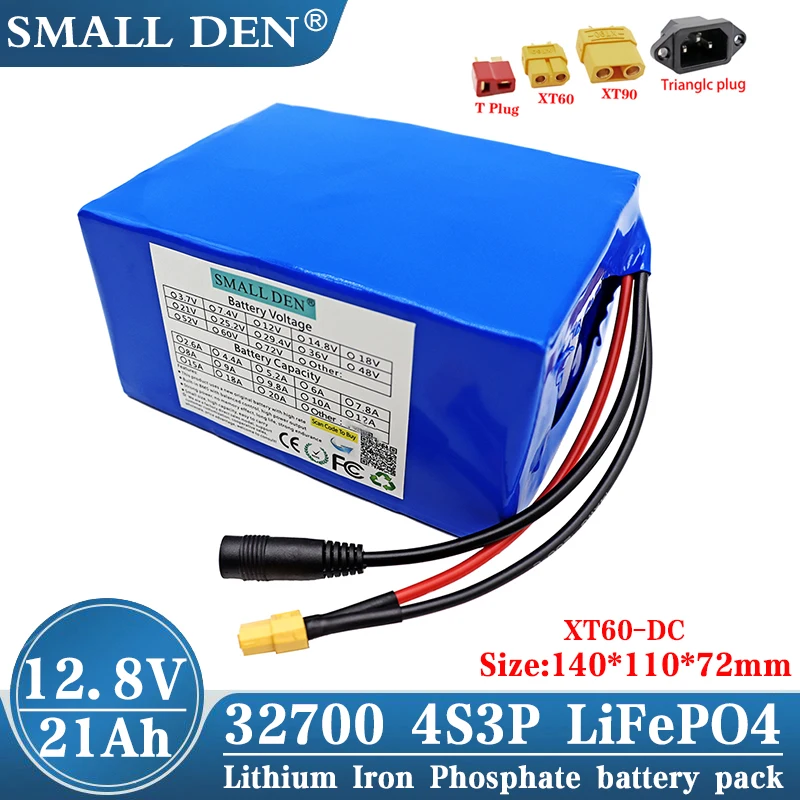 

12.8V 21Ah 32700 Lifepo4 battery pack 4S3P With 40A Same port charge and discharge balance BMS Electric Boats 12V Power supply