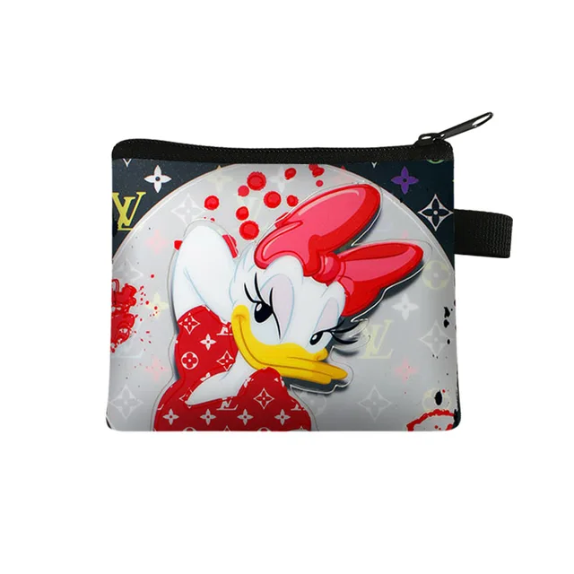 Disney Mickey Kids Coin Purse Kawaii Wallet Portable Card Holder Mickey Cute Print Polyester Key Storage Bag Frog Wallet 08