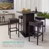 Wicker Dining Table Set of 5, W/Built-in Bottle Opener, Hidden Storage Shelf, Metal Tabletop, 4 Stools, Outside Dining Table Set 6