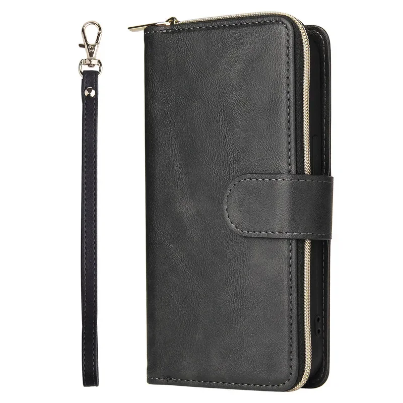 Zipper Wallet Leather Phone Case - Premium Cover with Card Slots