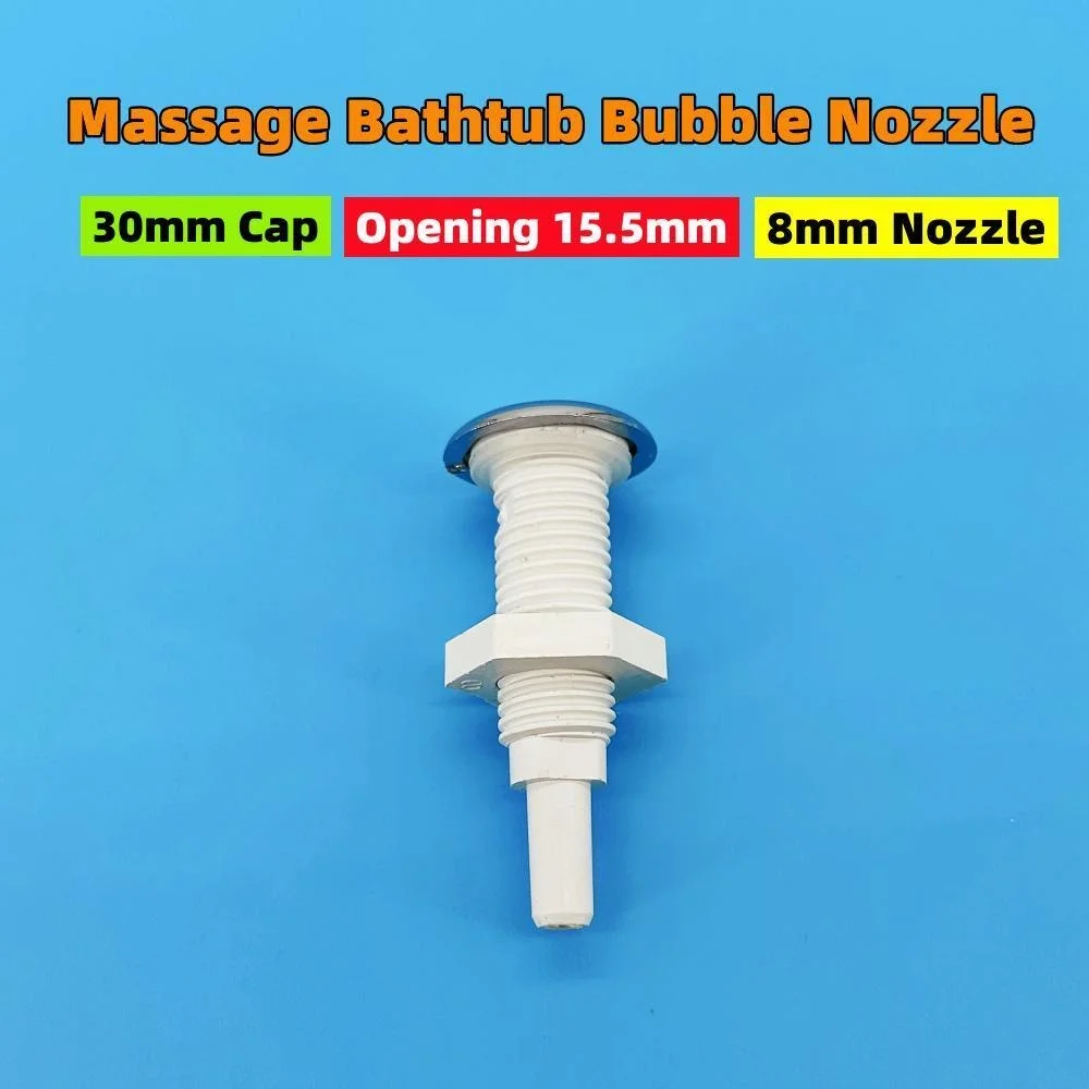 8mm Nozzle 30mm Cover Straight Bubble Nozzle &Phi;8 Chromed Cap PVC Base Hot Tub Air Jet Massage Bathtub Jet Bathroom Hardware Set Bathroom Hardware Accessories