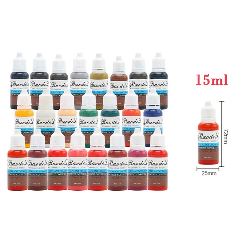 

23 Colors 15ml/Bottle Tattoo Ink Permanent Body Arts Paint Micro Pigment Eyebrow Eyeliner Lip Body Tattoo Art Beauty ink