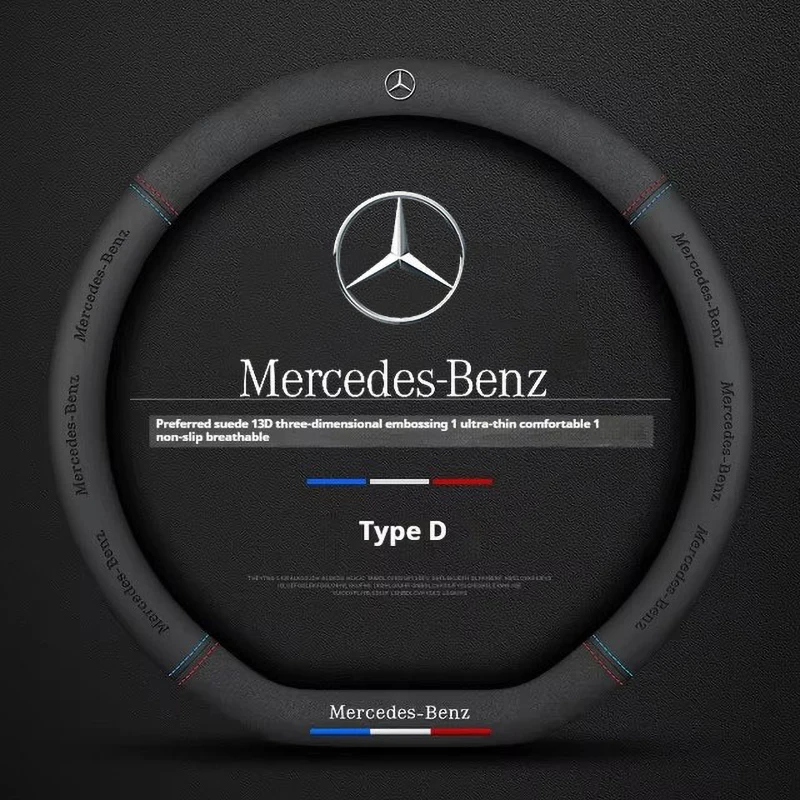 Steering Wheel Cover for Mercedes A B C E S Class W203 W204 W212 W213 C43 CLA GLA GLB GLC GLK SLK Suede Leather Car Accessories