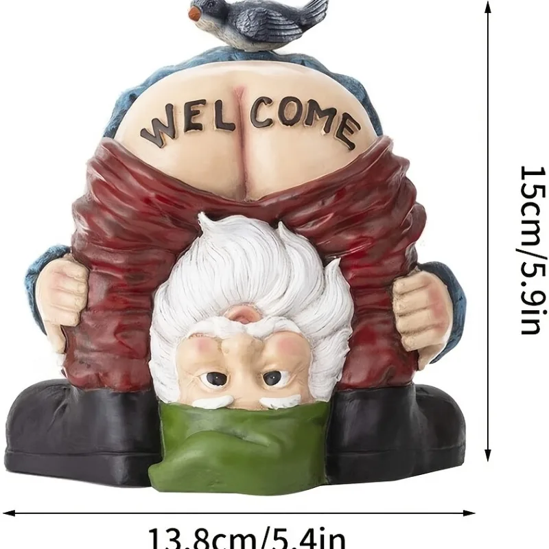 1 Fun Welcome Gnome with Birds on Their Buttocks Perfect Garden Decoration and Rude Gnome Gift To Fairy Garden