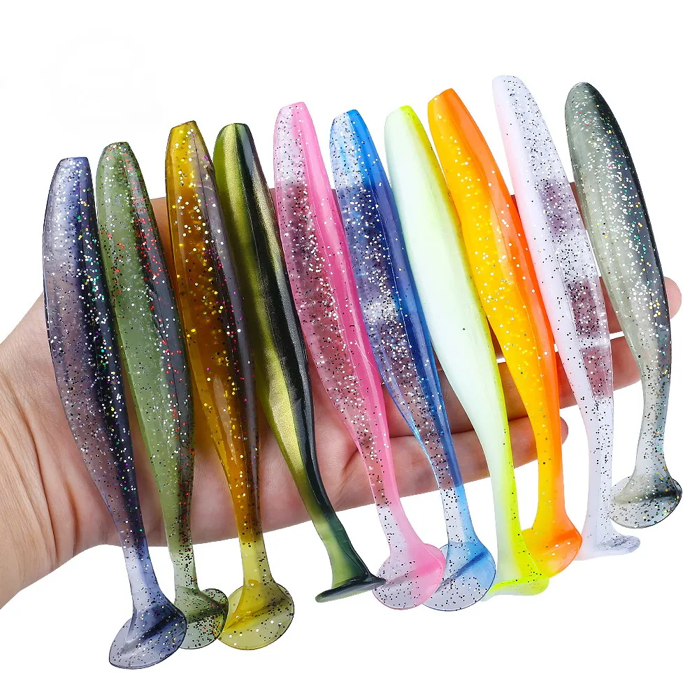 10PCS Soft Silicone Fishing Lures 70mm 90mm Wobblers Carp Fishing Soft  Lures Artificial Double Color Baits Good For Fishing