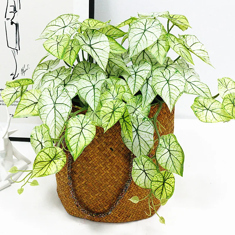 46-50Cm Piante Artificiali Verde Appeso A Parete Foglie Abito Da Sposa Casa Di Fiori Finti Giardino Accessori Per La Decorazione Della Casa Di Natale