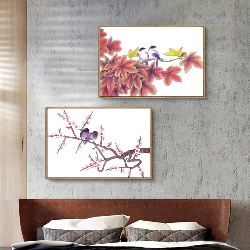 

Magnolia Bird Butterfly Bamboo Study Room Posters Chinese Wall Art Canvas Painting Picture Print Living Room Home Office Décor