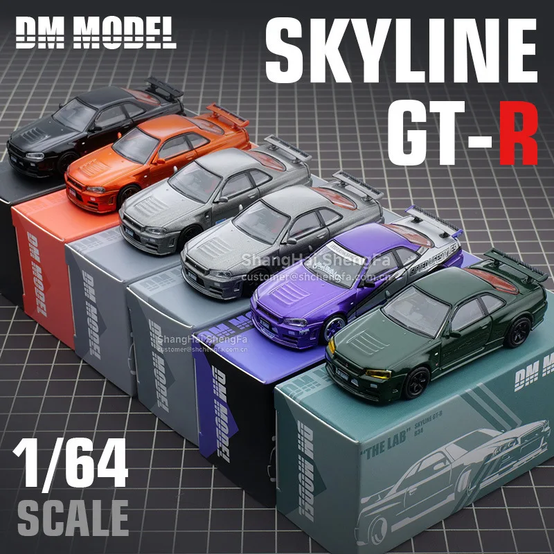 DCT DMMODEL 1:64 Nissan Skyline GT-R R34 - Modèle moulé sous pression en alliage, voiture à collectionner JDM Icon