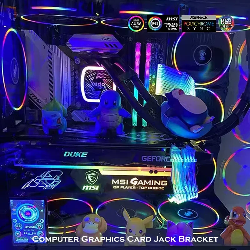 Placa Gráfica de Computador Jack Bracket Suporte Argb 5v Sync Phantom Gpu Holder de Montagem Horizontal Marcas fé Preto e Branco - Imagem 2